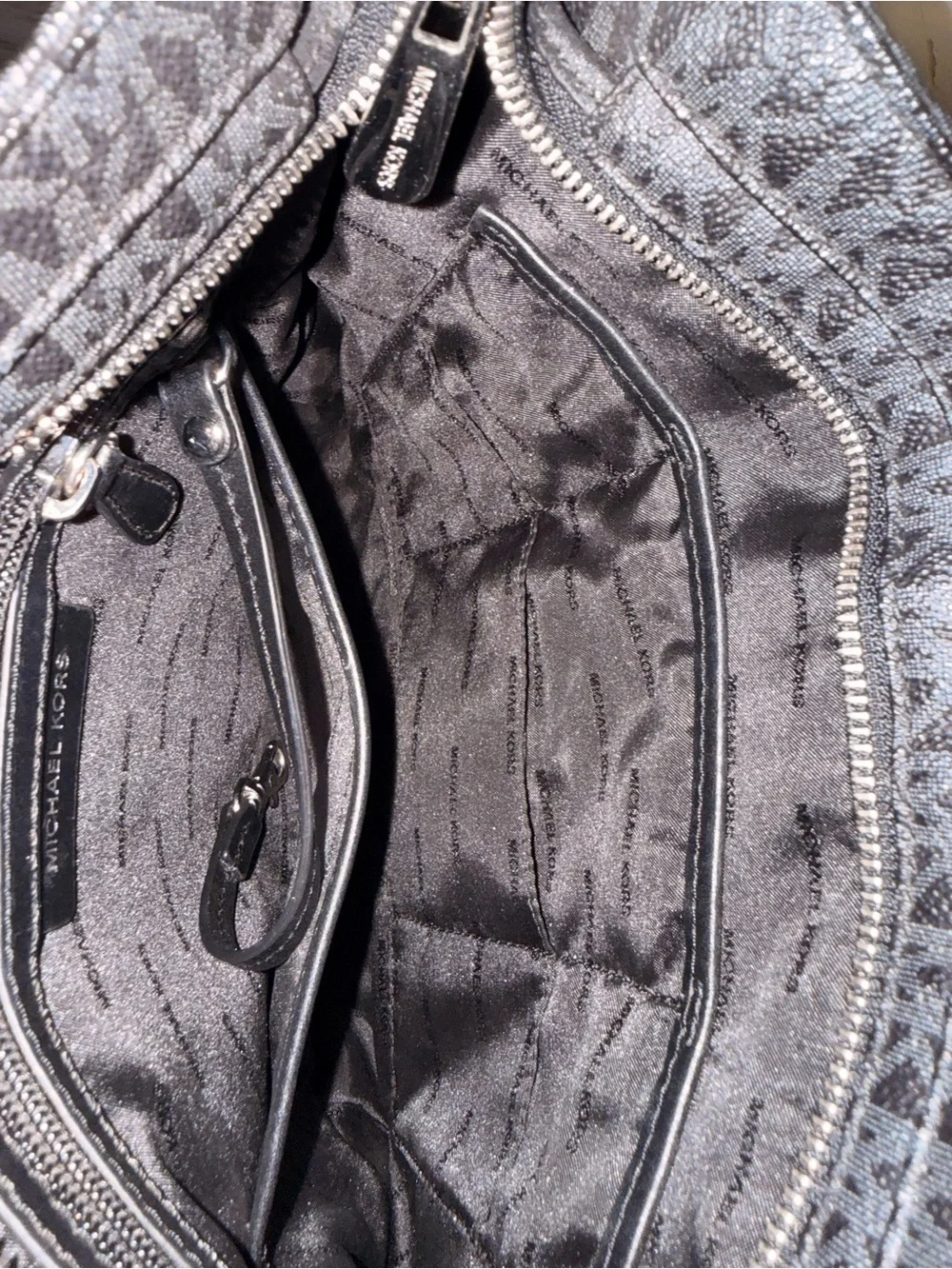 Michael Kors Black Signature Monogram Crossbody with Matching Pouch